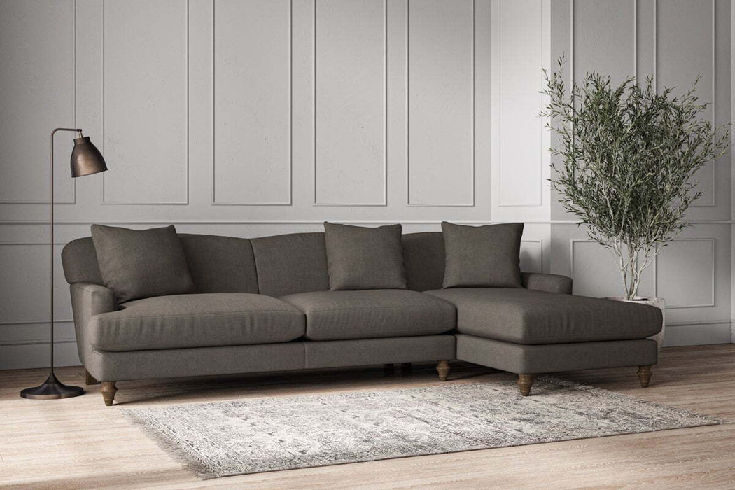 Deni Grand Right Hand Chaise Sofa - Brera Linen Granite