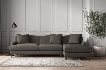 Deni Grand Right Hand Chaise Sofa - Brera Linen Granite