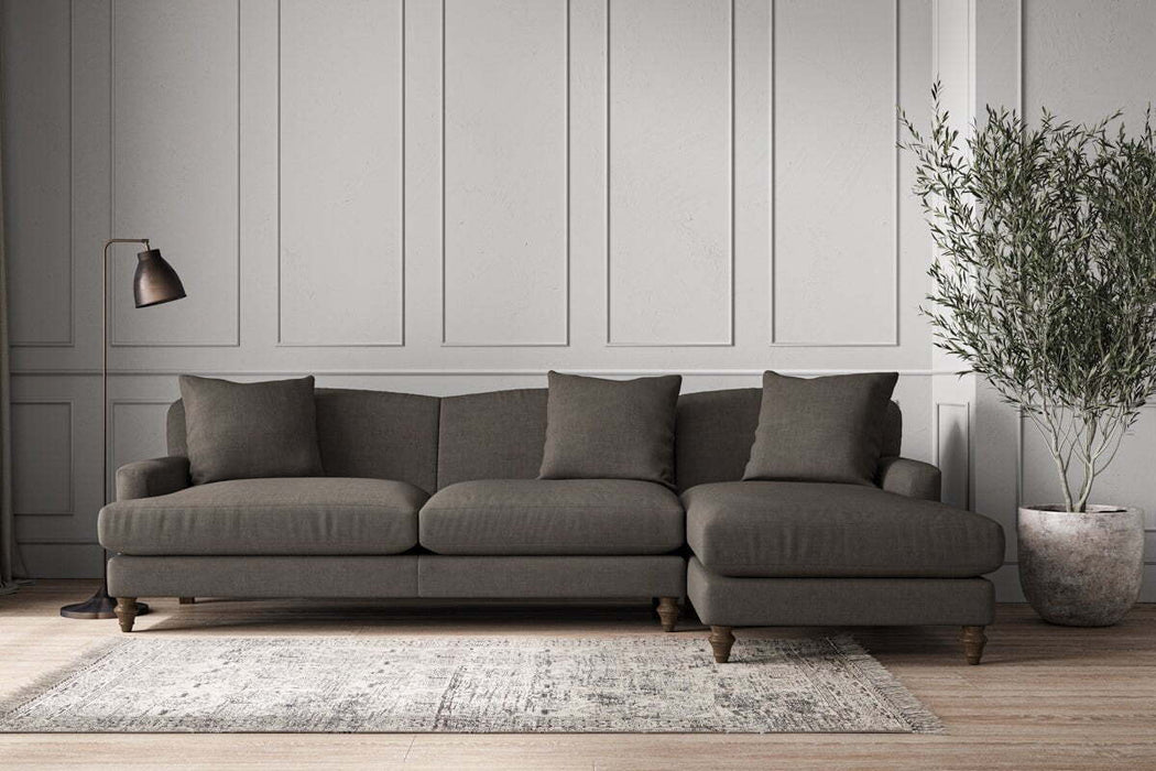 Deni Grand Right Hand Chaise Sofa - Brera Linen Granite