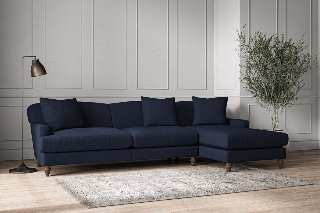 Deni Grand Right Hand Chaise Sofa - Brera Linen Indigo