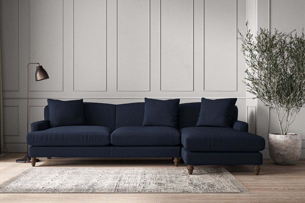 Deni Grand Right Hand Chaise Sofa - Brera Linen Indigo