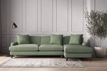 Deni Grand Right Hand Chaise Sofa - Brera Linen Jade