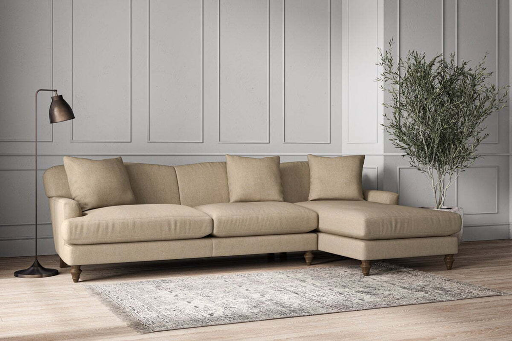 Deni Grand Right Hand Chaise Sofa - Brera Linen Pebble