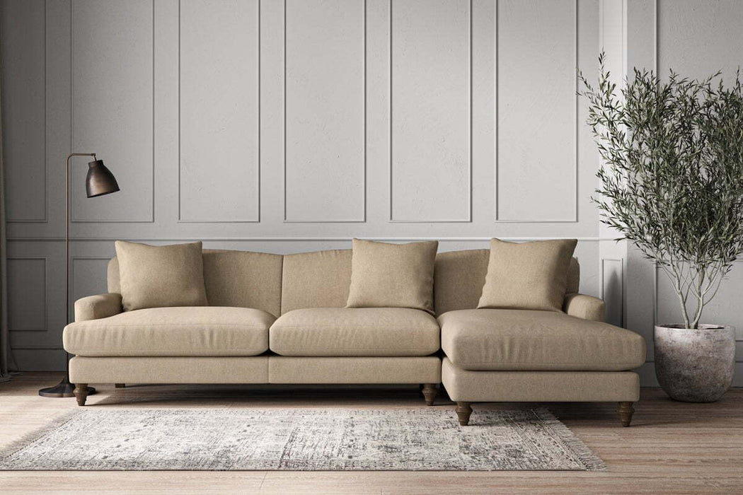 Deni Grand Right Hand Chaise Sofa - Brera Linen Pebble