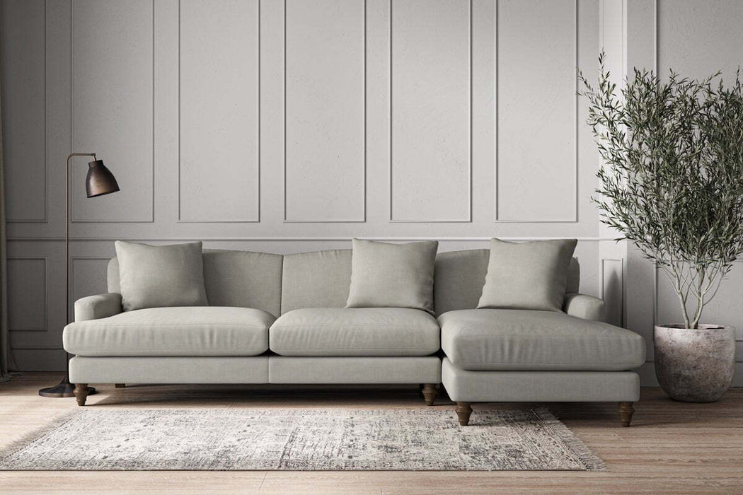 Deni Grand Right Hand Chaise Sofa - Brera Linen Smoke