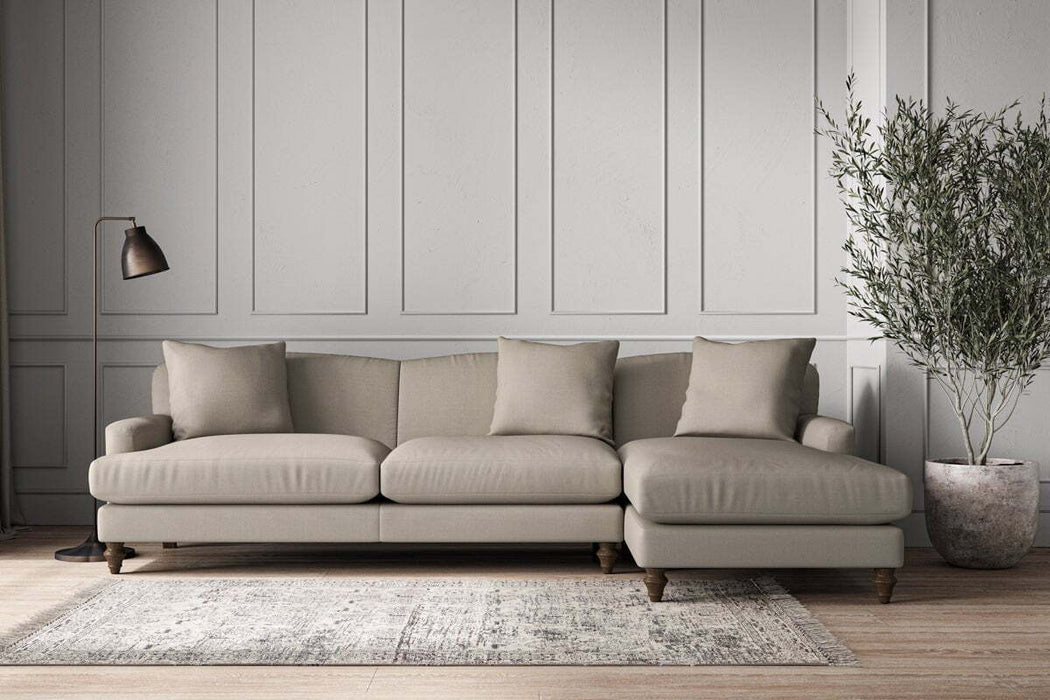 Deni Grand Right Hand Chaise Sofa - Recycled Cotton Flax