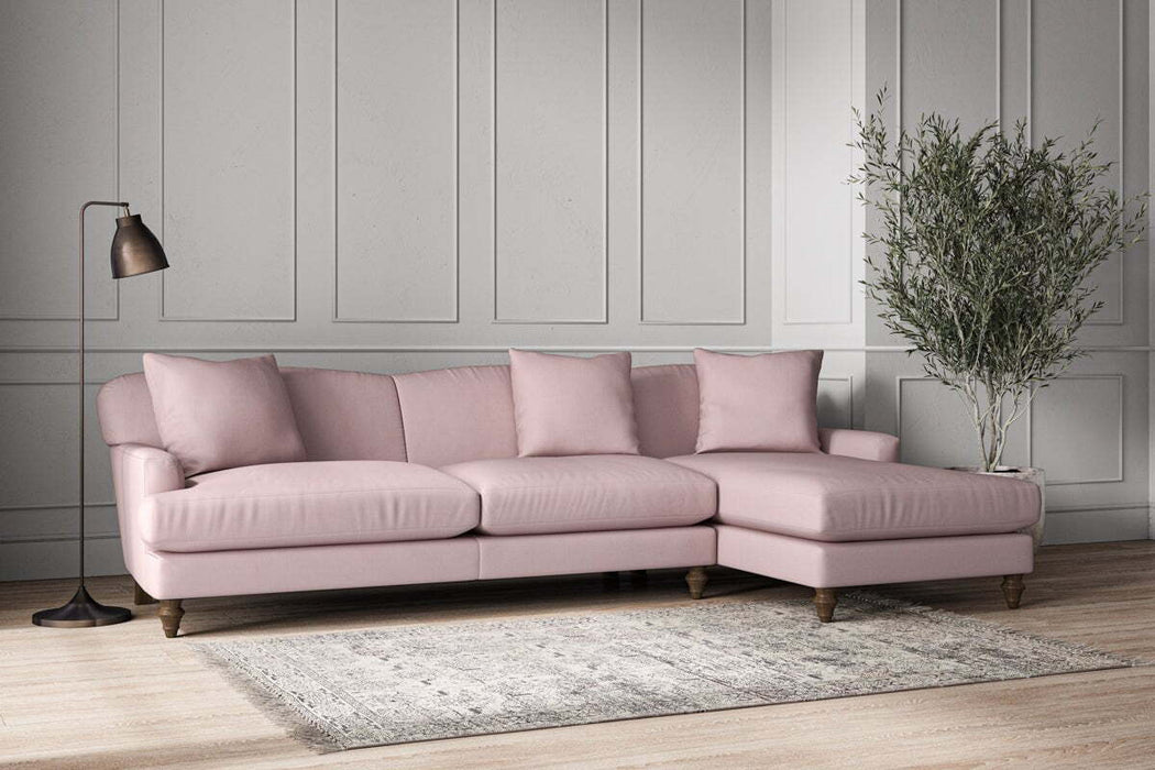 Deni Grand Right Hand Chaise Sofa - Recycled Cotton Lavender