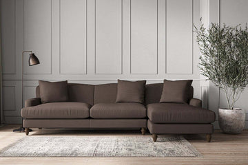 Deni Grand Right Hand Chaise Sofa - Recycled Cotton Mocha