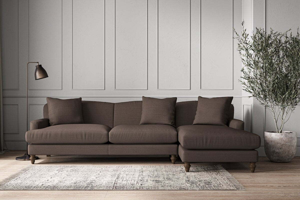 Deni Grand Right Hand Chaise Sofa - Recycled Cotton Mocha