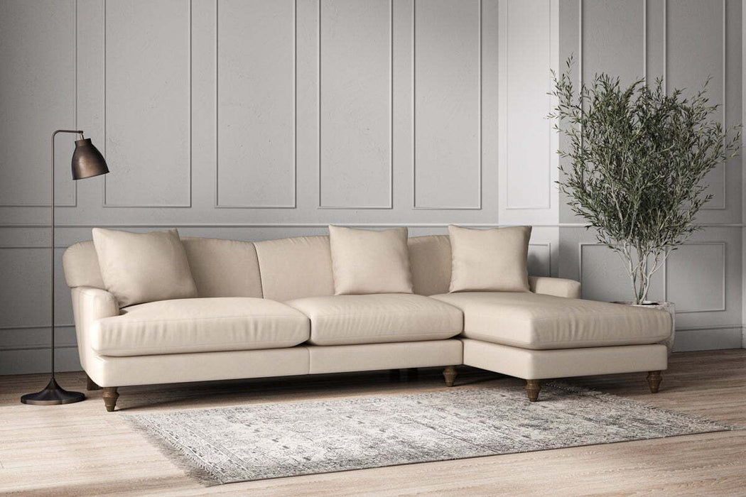 Deni Grand Right Hand Chaise Sofa - Recycled Cotton Natural