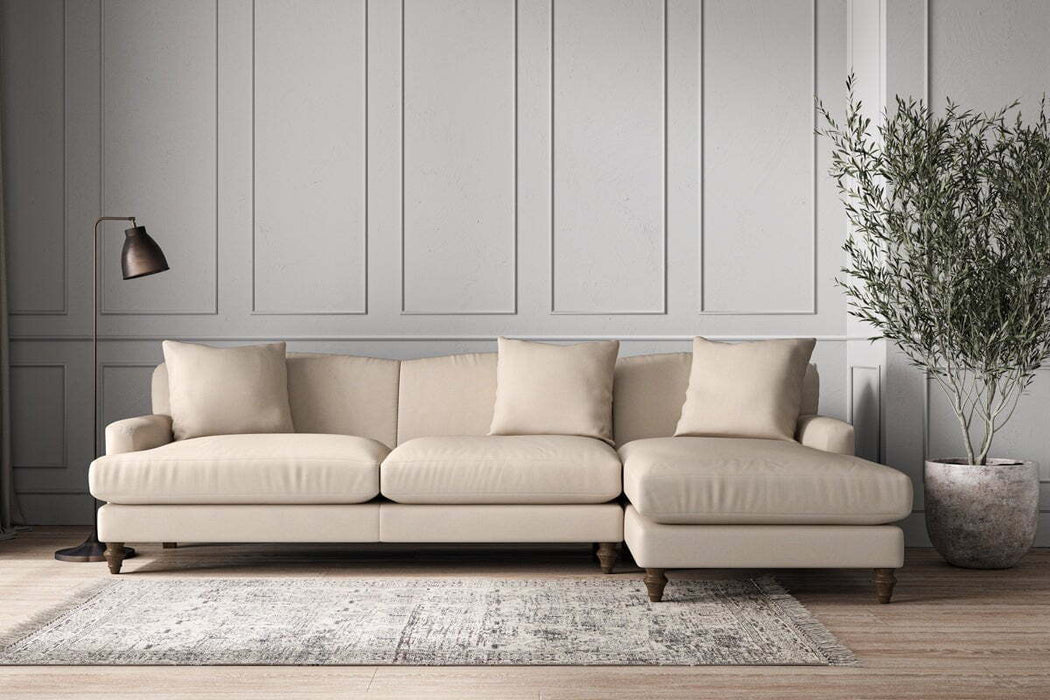 Deni Grand Right Hand Chaise Sofa - Recycled Cotton Natural