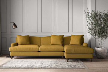 Deni Grand Right Hand Chaise Sofa - Recycled Cotton Ochre