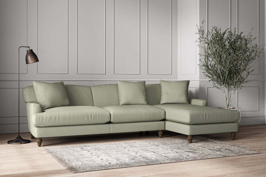 Deni Grand Right Hand Chaise Sofa - Recycled Cotton Seaspray