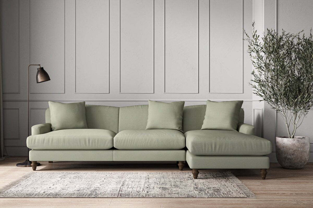 Deni Grand Right Hand Chaise Sofa - Recycled Cotton Seaspray