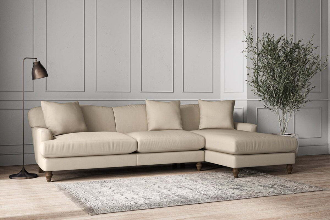 Deni Grand Right Hand Chaise Sofa - Recycled Cotton Stone