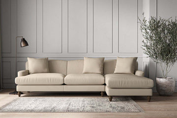 Deni Grand Right Hand Chaise Sofa - Recycled Cotton Stone