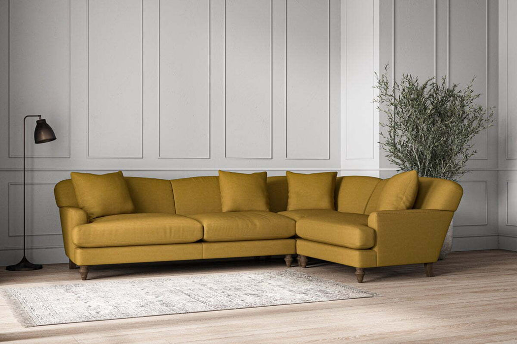 Deni Grand Right Hand Corner Sofa - Recycled Cotton Ochre