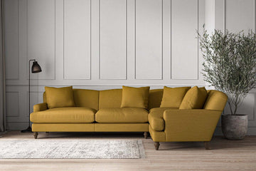 Deni Grand Right Hand Corner Sofa - Recycled Cotton Ochre