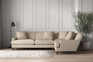 Deni Grand Right Hand Corner Sofa - Recycled Cotton Stone