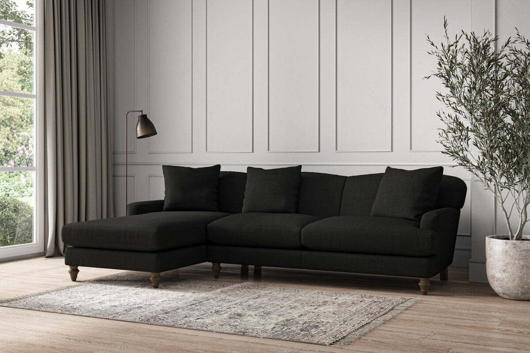 Deni Large Left Hand Chaise Sofa - Brera Linen Charcoal