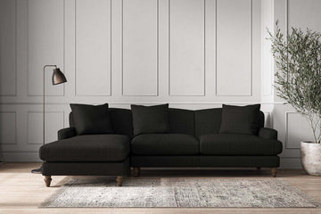 Deni Large Left Hand Chaise Sofa - Brera Linen Charcoal