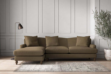 Deni Large Left Hand Chaise Sofa - Brera Linen Chestnut