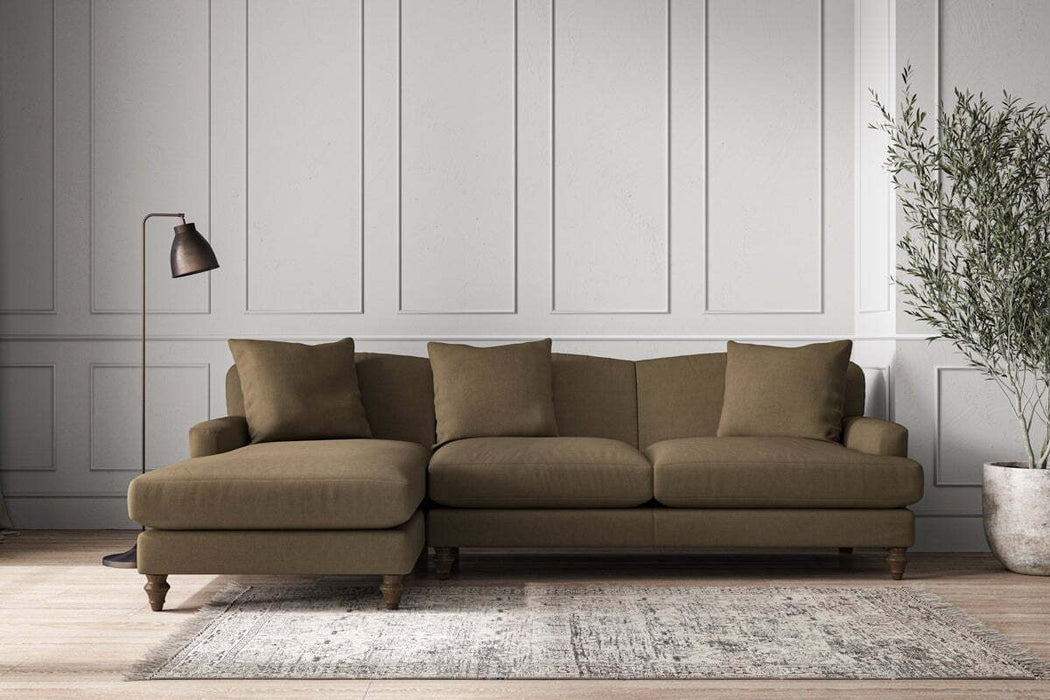 Deni Large Left Hand Chaise Sofa - Brera Linen Chestnut