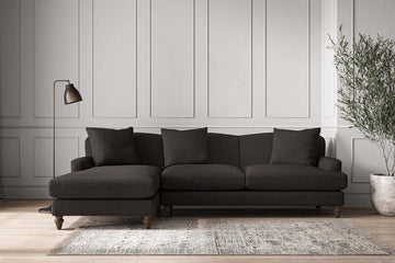 Deni Large Left Hand Chaise Sofa - Brera Linen Espresso