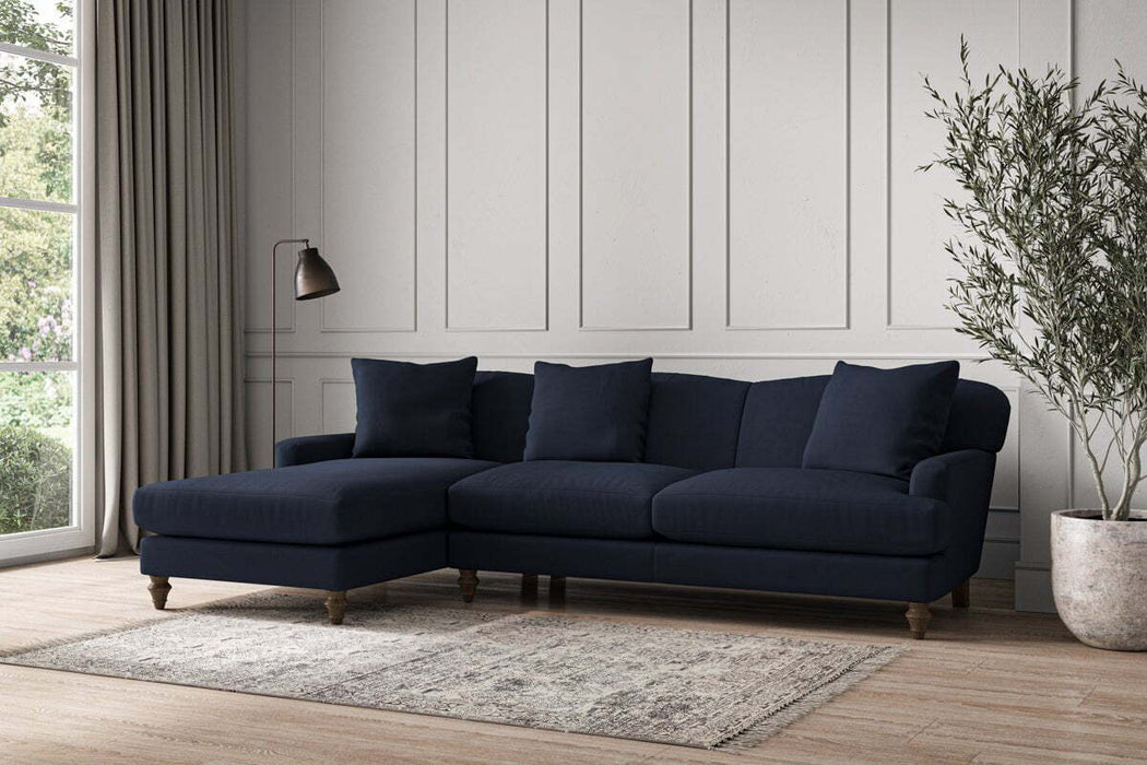 Deni Large Left Hand Chaise Sofa - Brera Linen Indigo