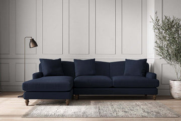 Deni Large Left Hand Chaise Sofa - Brera Linen Indigo