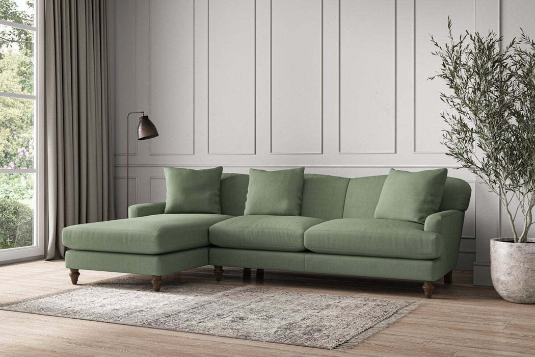 Deni Large Left Hand Chaise Sofa - Brera Linen Jade