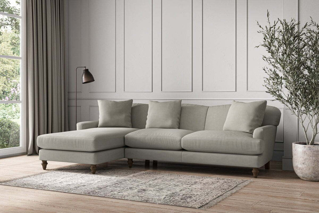 Deni Large Left Hand Chaise Sofa - Brera Linen Smoke