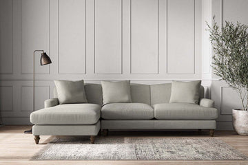 Deni Large Left Hand Chaise Sofa - Brera Linen Smoke
