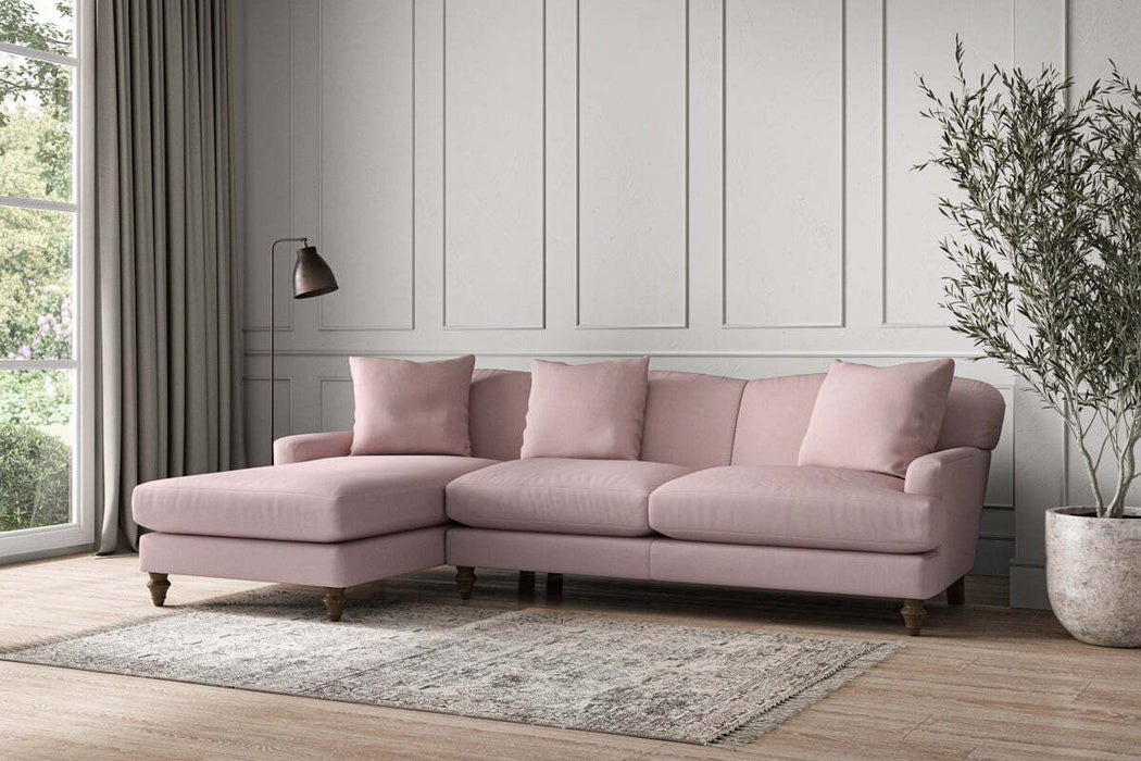 Deni Large Left Hand Chaise Sofa - Recycled Cotton Lavender
