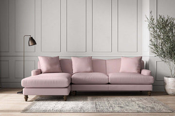 Deni Large Left Hand Chaise Sofa - Recycled Cotton Lavender