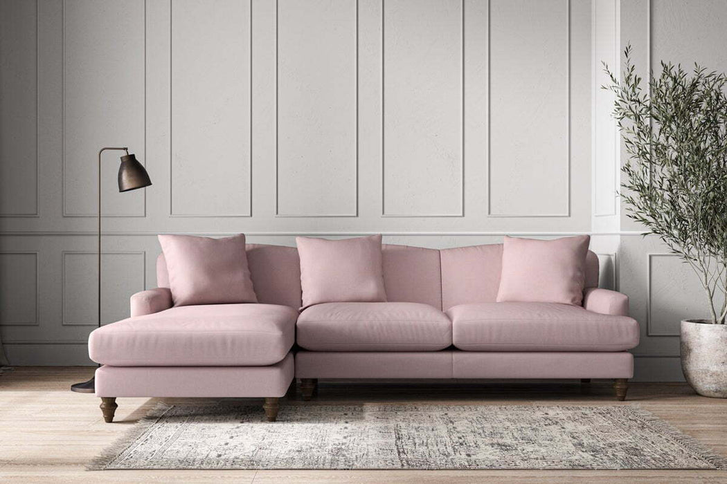 Deni Large Left Hand Chaise Sofa - Recycled Cotton Lavender