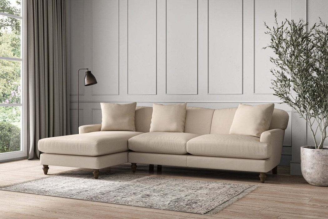 Deni Large Left Hand Chaise Sofa - Recycled Cotton Natural
