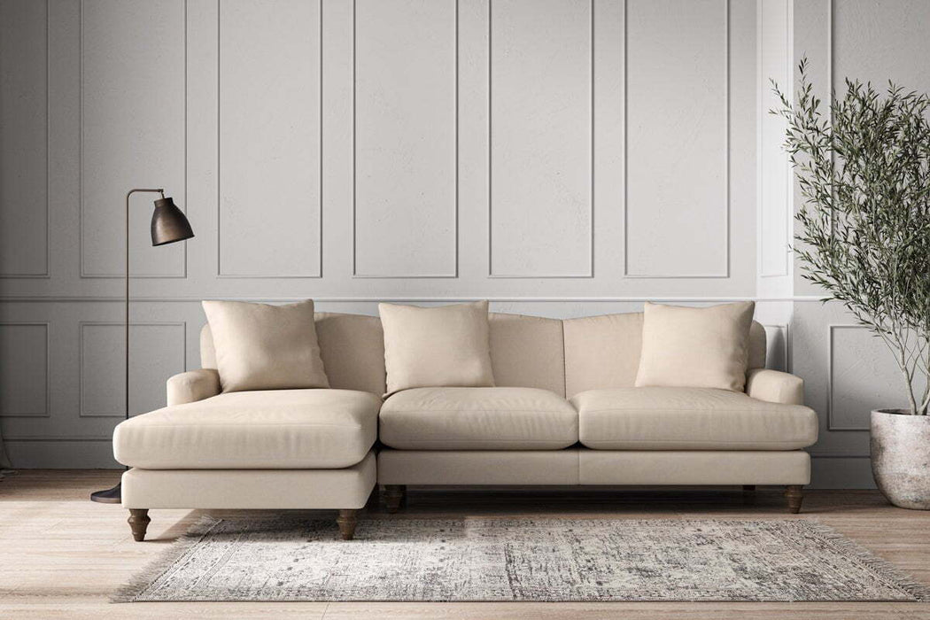Deni Large Left Hand Chaise Sofa - Recycled Cotton Natural