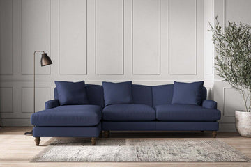 Deni Large Left Hand Chaise Sofa - Recycled Cotton Navy