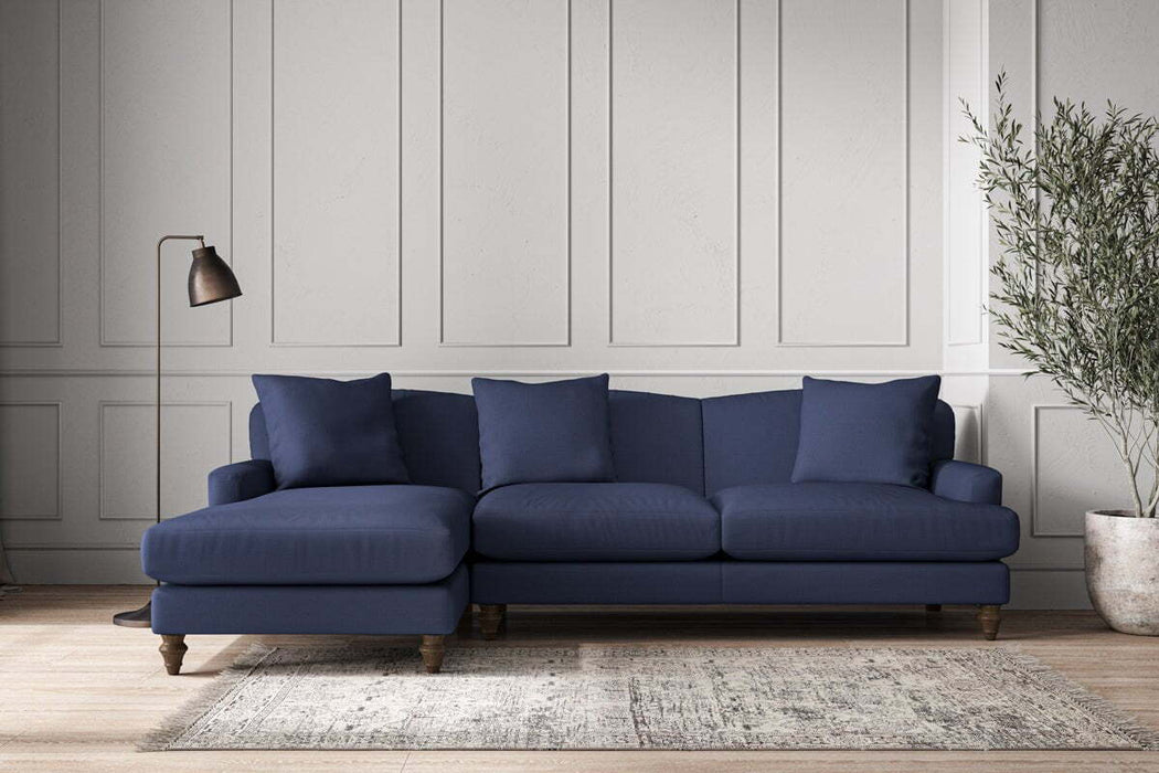 Deni Large Left Hand Chaise Sofa - Recycled Cotton Navy