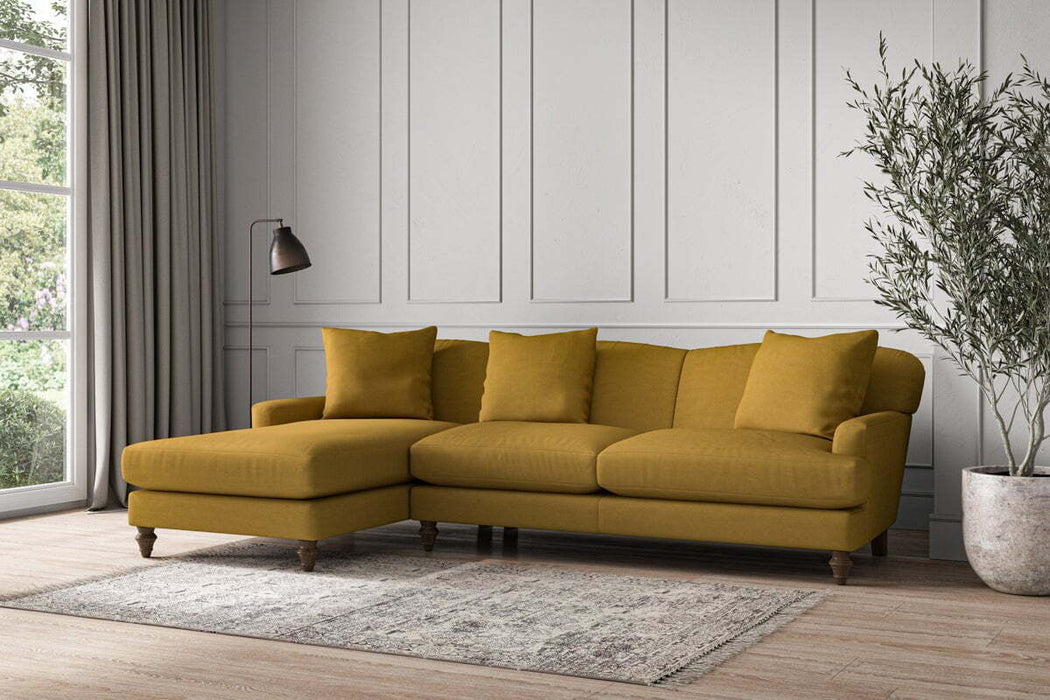 Deni Large Left Hand Chaise Sofa - Recycled Cotton Ochre