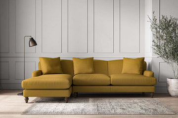 Deni Large Left Hand Chaise Sofa - Recycled Cotton Ochre