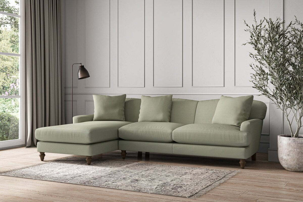 Deni Large Left Hand Chaise Sofa - Recycled Cotton Seaspray