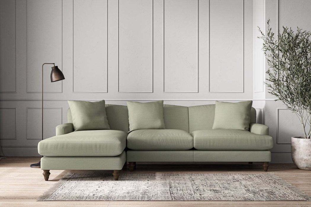Deni Large Left Hand Chaise Sofa - Recycled Cotton Seaspray