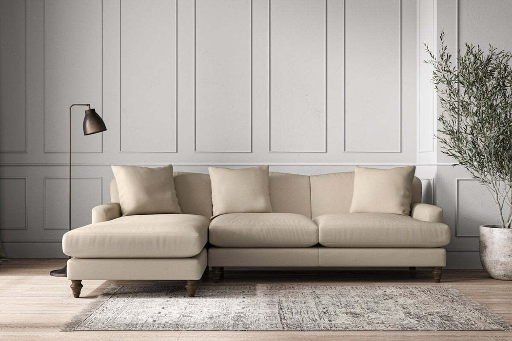 Deni Large Left Hand Chaise Sofa - Recycled Cotton Stone