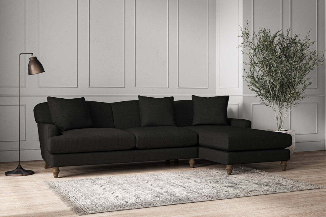 Deni Large Right Hand Chaise Sofa - Brera Linen Charcoal