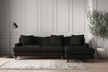 Deni Large Right Hand Chaise Sofa - Brera Linen Charcoal