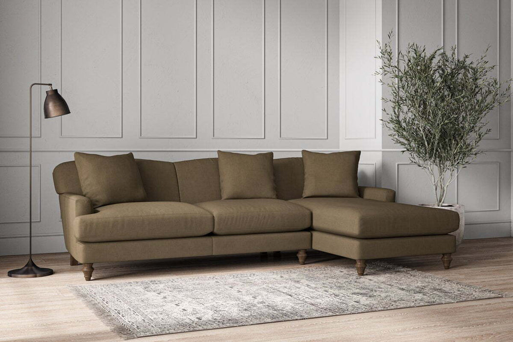 Deni Large Right Hand Chaise Sofa - Brera Linen Chestnut