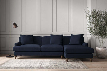 Deni Large Right Hand Chaise Sofa - Brera Linen Indigo