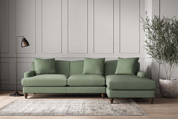 Deni Large Right Hand Chaise Sofa - Brera Linen Jade